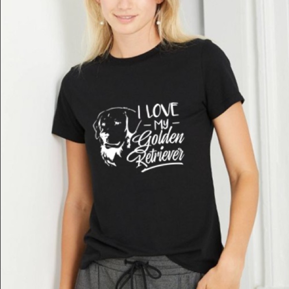 NWT “I Love My Golden Retriever” BLACK short sleeve, crew neck Women T-shirt
